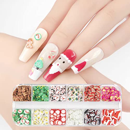 MiaoWu 60 Grids Christmas Nail Art Slices,3D Snowflakes Santa Crutch and Cute...