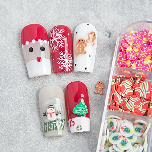 MiaoWu 60 Grids Christmas Nail Art Slices,3D Snowflakes Santa Crutch and Cute...