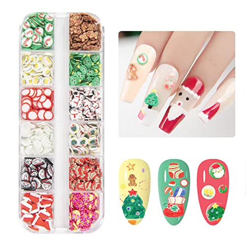 MiaoWu 60 Grids Christmas Nail Art Slices,3D Snowflakes Santa Crutch and Cute...