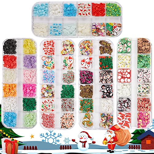 MiaoWu 60 Grids Christmas Nail Art Slices,3D Snowflakes Santa Crutch and Cute...