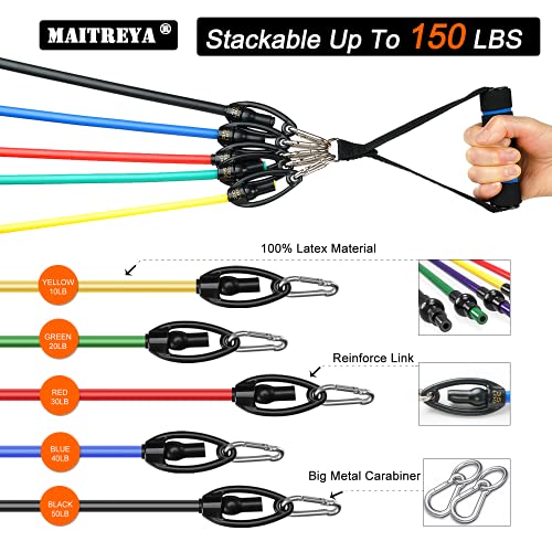 Resistance Bands Set Workout Bands，8-in-1 Ab Wheel Roller Kit with Knee Pad,...