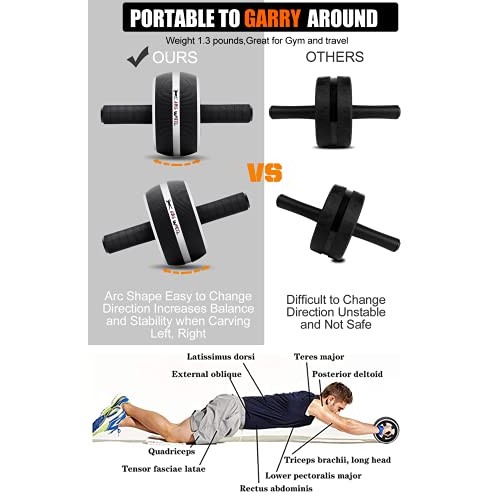 Resistance Bands Set Workout Bands，8-in-1 Ab Wheel Roller Kit with Knee Pad,...