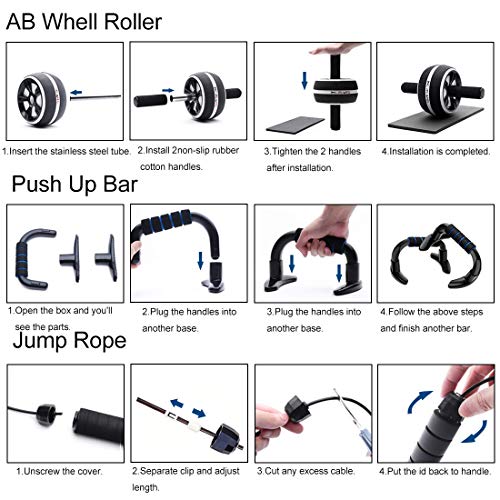 Resistance Bands Set Workout Bands，8-in-1 Ab Wheel Roller Kit with Knee Pad,...