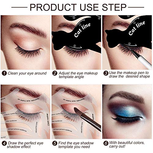 10 Sets 2 in 1 Eyeliner Molds Eyeliner Stencil Pads Eyeshadow Applicators Eye...