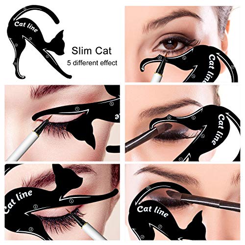 10 Sets 2 in 1 Eyeliner Molds Eyeliner Stencil Pads Eyeshadow Applicators Eye...