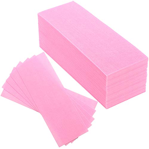 100 Pieces Pink Wax Strips Hair Removal Non Woven Waxing Strips Wax Paper She...