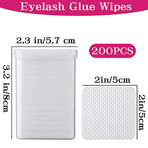 1200 Pieces Eyelash Glue Wipes Non-woven Fabric Wipe Pads Lash Glue Remover C...