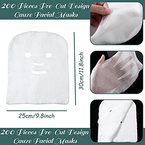 200 Pieces Pre-cut Gauze Facial Mask White Gauze Mask Skin Fiber Paper High F...