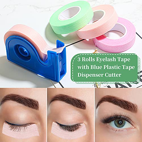 3 Rolls Lash Tape Eyelash Tape for Eyelash Extension with Blue Plastic Tape D...