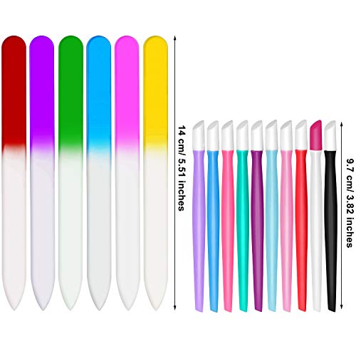 36 Pieces Rubber Nail Cuticle Pusher Plastic Handle Nail Cleaner and Glass Na...