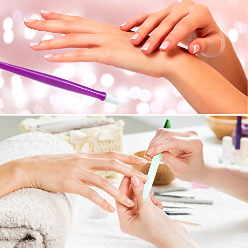 36 Pieces Rubber Nail Cuticle Pusher Plastic Handle Nail Cleaner and Glass Na...