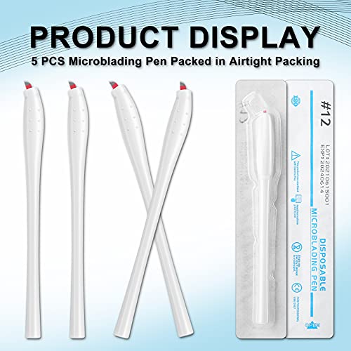 5 Pieces Microblading Disposable Tools 12 Pin Disposable Microblading Pens Ma...