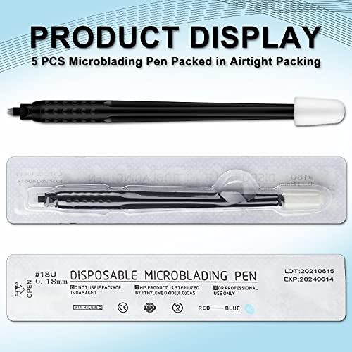 5 Pieces Microblading Disposable Tools U18 18mm Disposable Microblading Pen U...