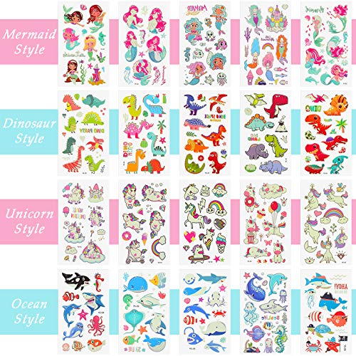 600 Pieces Glow In The Dark Temporary Tattoos for Kids Waterproof Luminous Ta...