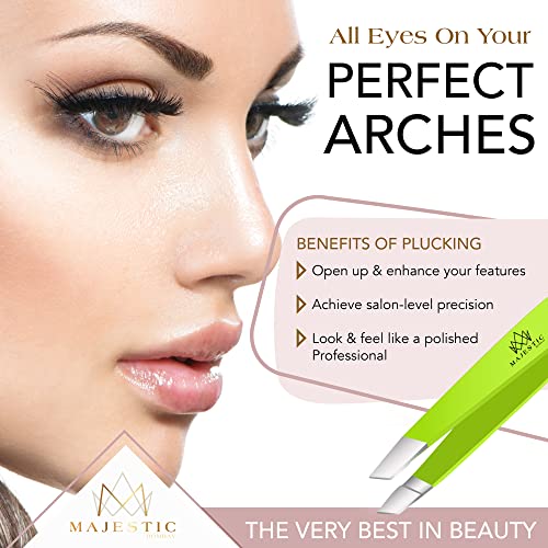 Fine Point + Slant Tweezers for Women and Men – Splinter, Ticks, Facial, Chin...