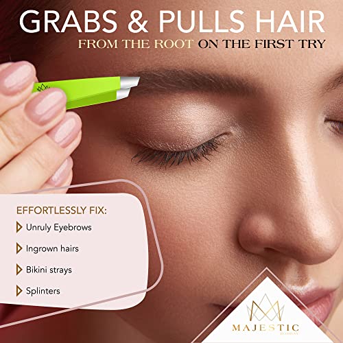 Fine Point + Slant Tweezers for Women and Men – Splinter, Ticks, Facial, Chin...
