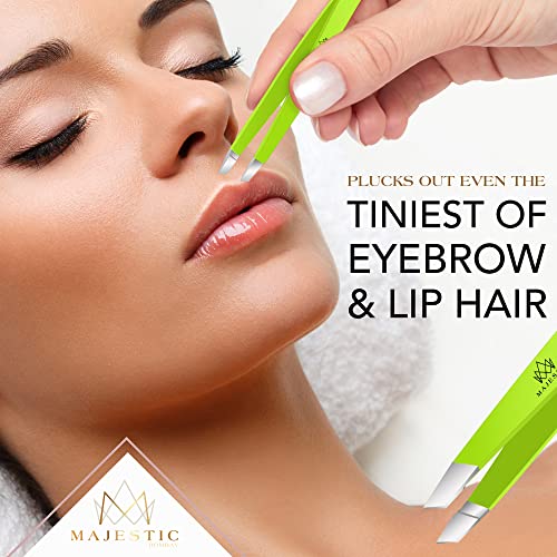 Fine Point + Slant Tweezers for Women and Men – Splinter, Ticks, Facial, Chin...