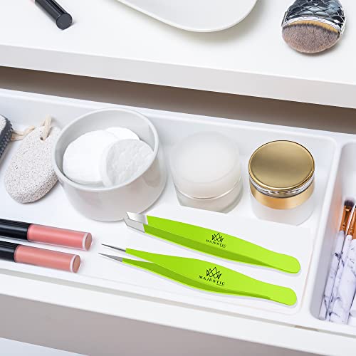 Fine Point + Slant Tweezers for Women and Men – Splinter, Ticks, Facial, Chin...