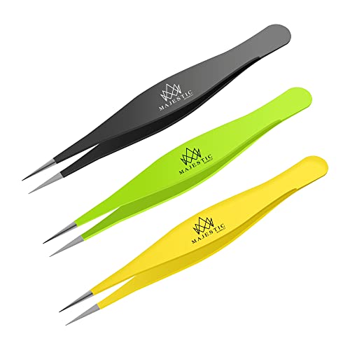 Fine Point Tweezers for Women and Men – Splinter, Ticks, Facial or Chin Hair,...