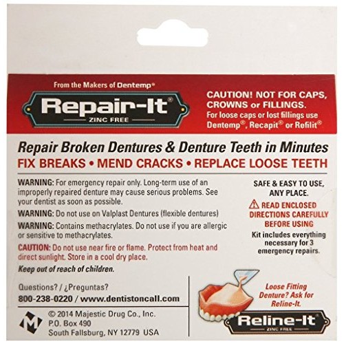 D.O.C. Repair-It Advanced Formula Denture Repair Kit 3 ea (Pack of 8)