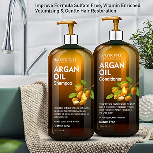 Argan Oil Shampoo and Conditioner, from Majestic Pure, Improve formula Sulfat...