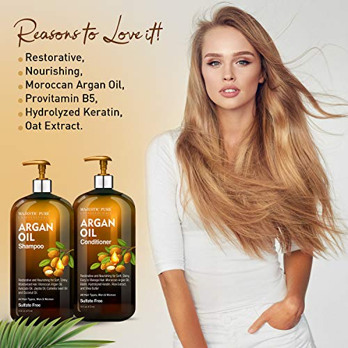 Argan Oil Shampoo and Conditioner, from Majestic Pure, Improve formula Sulfat...