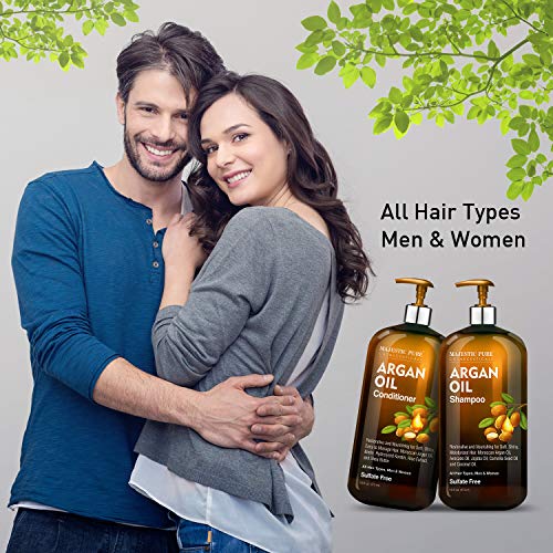 Argan Oil Shampoo and Conditioner, from Majestic Pure, Improve formula Sulfat...