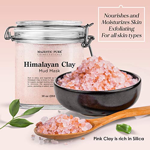 Himalayan Clay Mud Mask for Face and Body by Majestic Pure - Exfoliating and ...