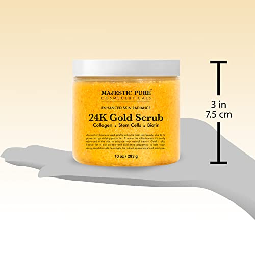 Majestic Pure 24K Gold Scrub - Biotin, Collagen, VitaminE & Stem Cell - Exfol...