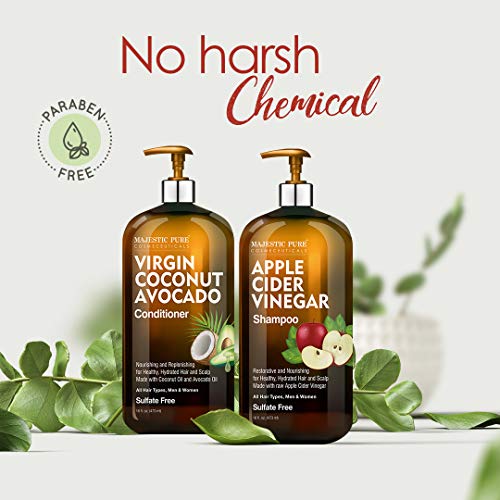 MAJESTIC PURE Apple Cider Vinegar Shampoo and Avocado Coconut Conditioner Set...