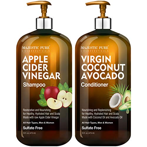 MAJESTIC PURE Apple Cider Vinegar Shampoo and Avocado Coconut Conditioner Set...
