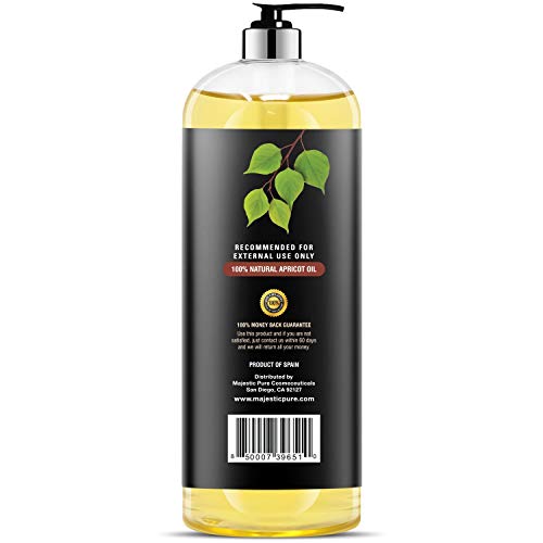 Majestic Pure Apricot Oil, 100% Pure and Natural, Cold-Pressed, Apricot Kerne...