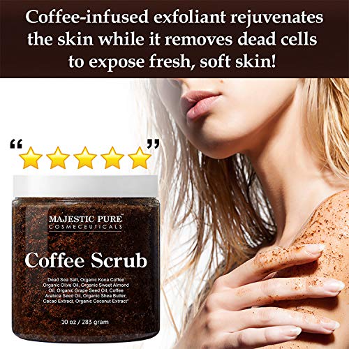 MAJESTIC PURE Arabica Coffee Scrub - All Natural Body Scrub for Skin Care, St...