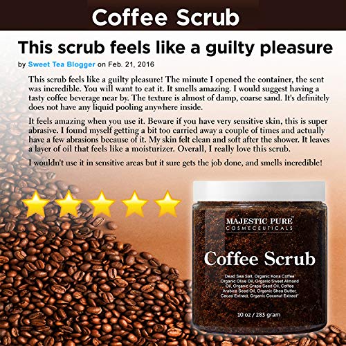 MAJESTIC PURE Arabica Coffee Scrub - All Natural Body Scrub for Skin Care, St...
