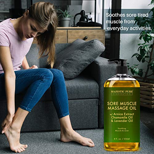 MAJESTIC PURE Arnica Sore Muscle Massage Oil for Body - Best Natural Therapy ...