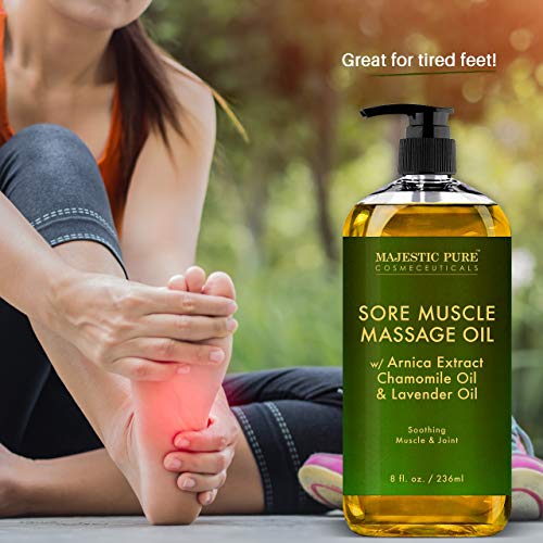 MAJESTIC PURE Arnica Sore Muscle Massage Oil for Body - Best Natural Therapy ...