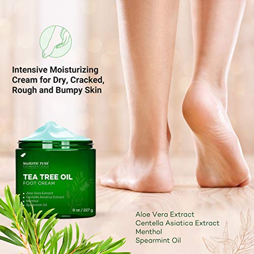 MAJESTIC PURE Athletes Foot Cream with Tea Tree Oil, Aloe & Spearmint - Hydra...