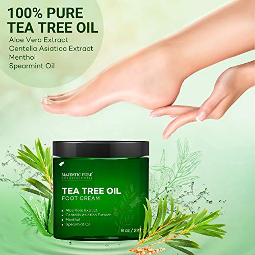 MAJESTIC PURE Athletes Foot Cream with Tea Tree Oil, Aloe & Spearmint - Hydra...