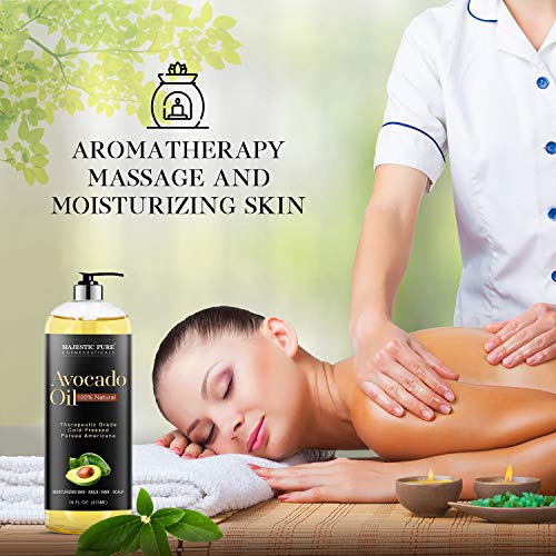 Majestic Pure Avocado Oil for Hair and Skin - 100% Pure and Natural, Cold-Pre...