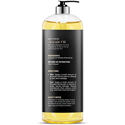 Majestic Pure Avocado Oil for Hair and Skin - 100% Pure and Natural, Cold-Pre...