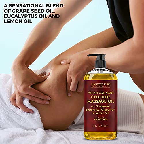 MAJESTIC PURE Cellulite Massage Oil - with Vegan Collagen & Stem Cells, Uniqu...