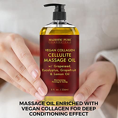 MAJESTIC PURE Cellulite Massage Oil - with Vegan Collagen & Stem Cells, Uniqu...