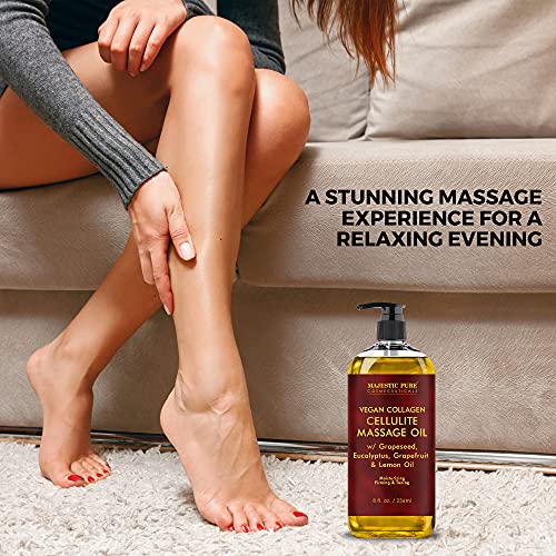 MAJESTIC PURE Cellulite Massage Oil - with Vegan Collagen & Stem Cells, Uniqu...
