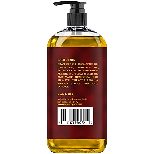 MAJESTIC PURE Cellulite Massage Oil - with Vegan Collagen & Stem Cells, Uniqu...