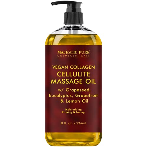 MAJESTIC PURE Cellulite Massage Oil - with Vegan Collagen & Stem Cells, Uniqu...