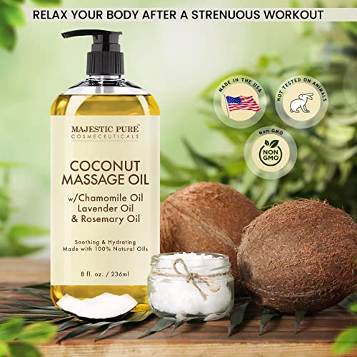 MAJESTIC PURE Coconut Massage Oil - Ultra-glide Formula with Soothing Aroma -...