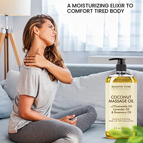 MAJESTIC PURE Coconut Massage Oil - Ultra-glide Formula with Soothing Aroma -...
