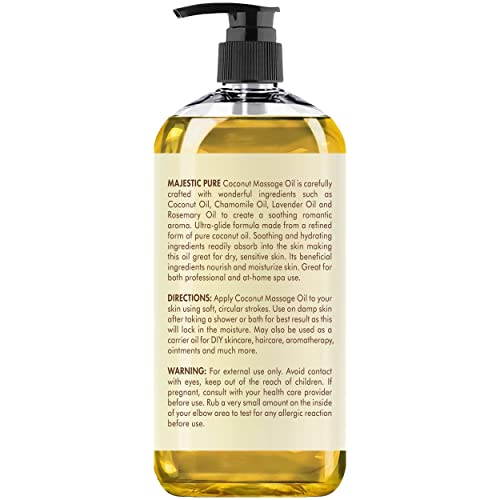 MAJESTIC PURE Coconut Massage Oil - Ultra-glide Formula with Soothing Aroma -...