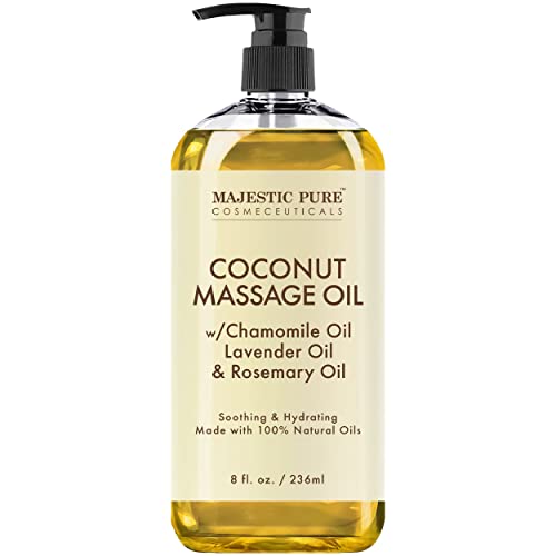 MAJESTIC PURE Coconut Massage Oil - Ultra-glide Formula with Soothing Aroma -...