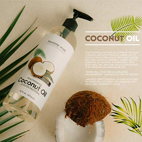 Majestic Pure Fractionated Coconut Oil - Relaxing Massage Oil, Liquid Carrier...